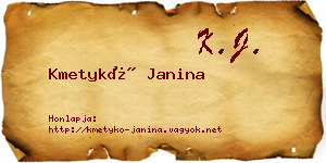 Kmetykó Janina névjegykártya